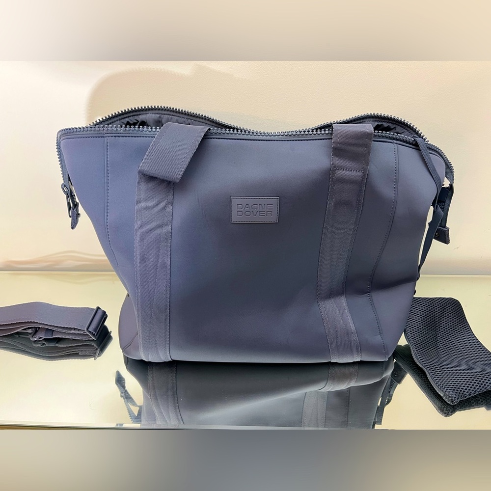 Dagne Dover Large Neoprene Duffle Bag- Blue/Gray
